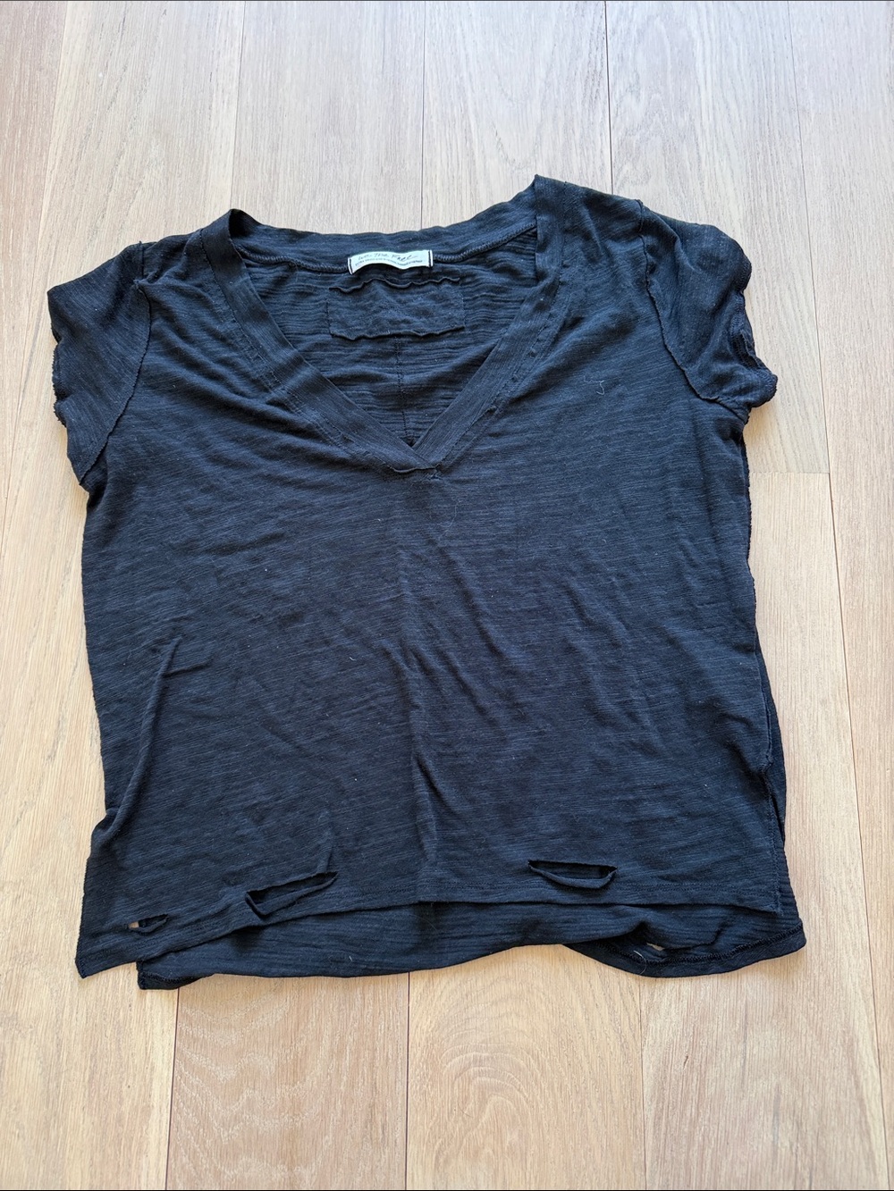We The Free Black V-Neck Short Sleeve Tee